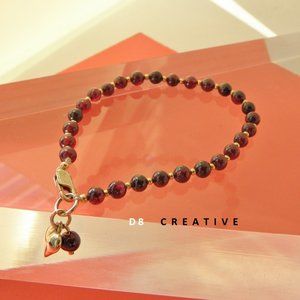 New garnet stone &14k gold over sterling silver bracelet